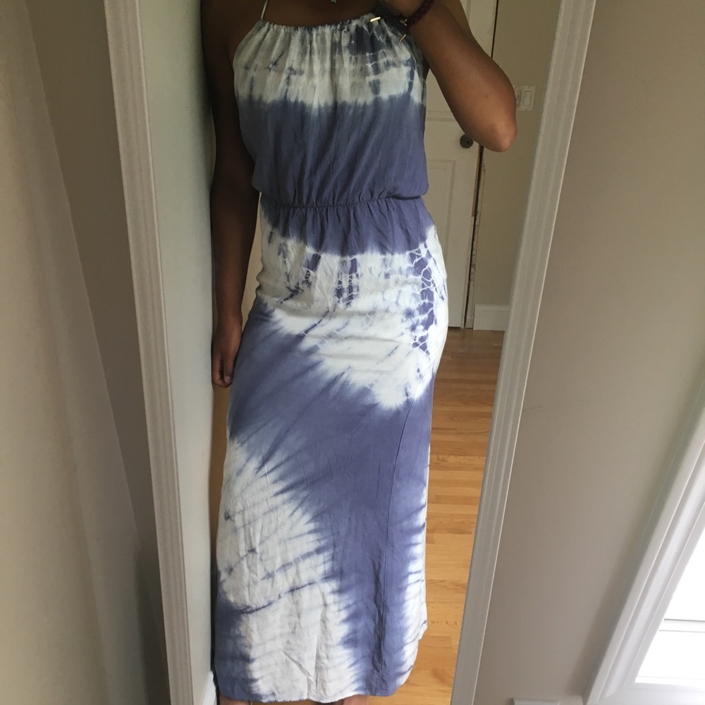 Tie dye halter maxi dress